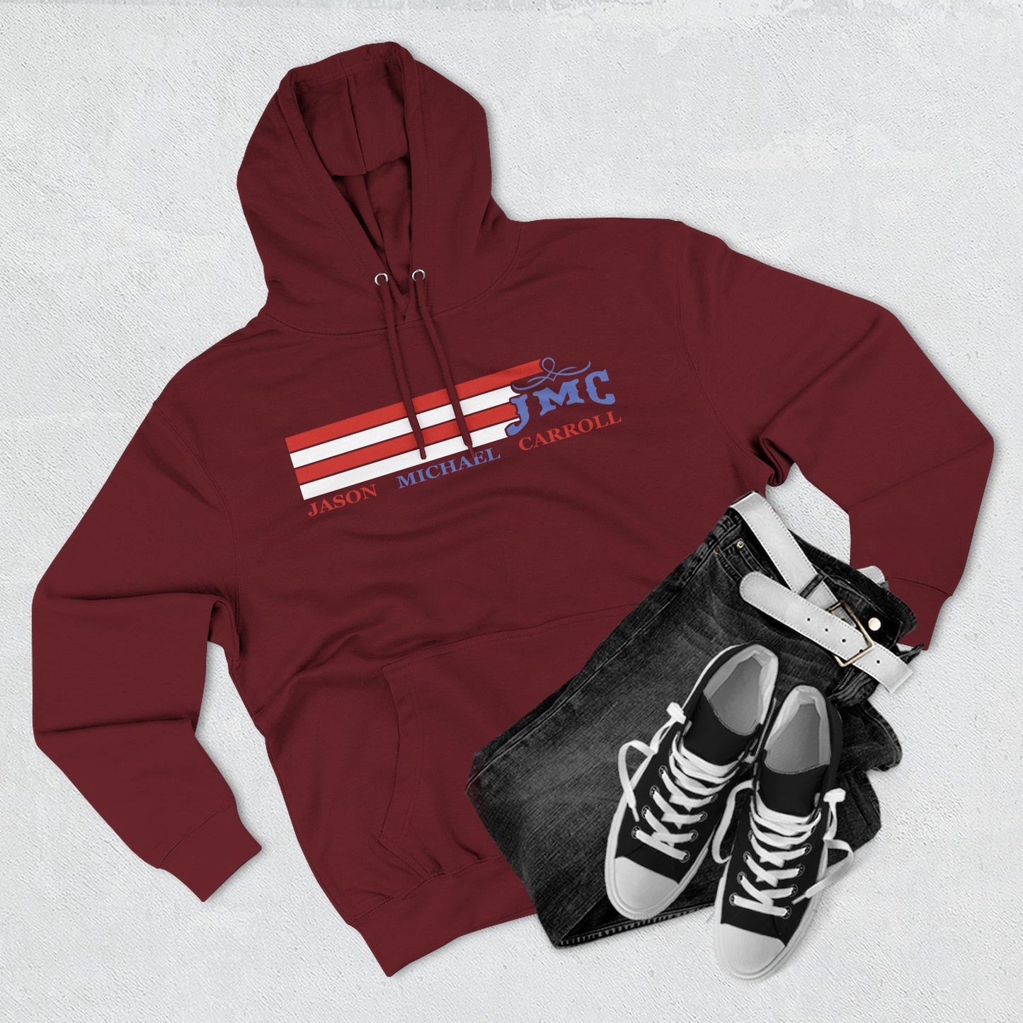 RETRO RWB JMC - Three-Panel Fleece Hoodie - Cozy Custom Apparel for Family, Gift for Him/Her, Casual Style, Personalized Hoodie, Graffiti Art Sweatshirt