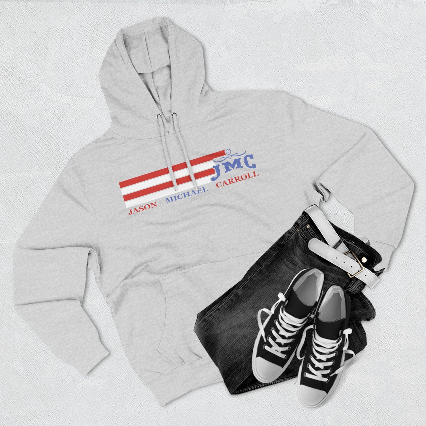 RETRO RWB JMC - Three-Panel Fleece Hoodie - Cozy Custom Apparel for Family, Gift for Him/Her, Casual Style, Personalized Hoodie, Graffiti Art Sweatshirt