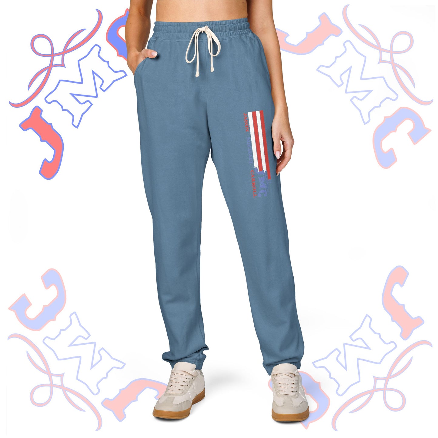 JMC American Flag - Garment-Dyed Fleece Sweatpants | Cozy Unisex Lounge Pants for Relaxation | Perfect for Home, Casual Days, Gifts, and Holidays