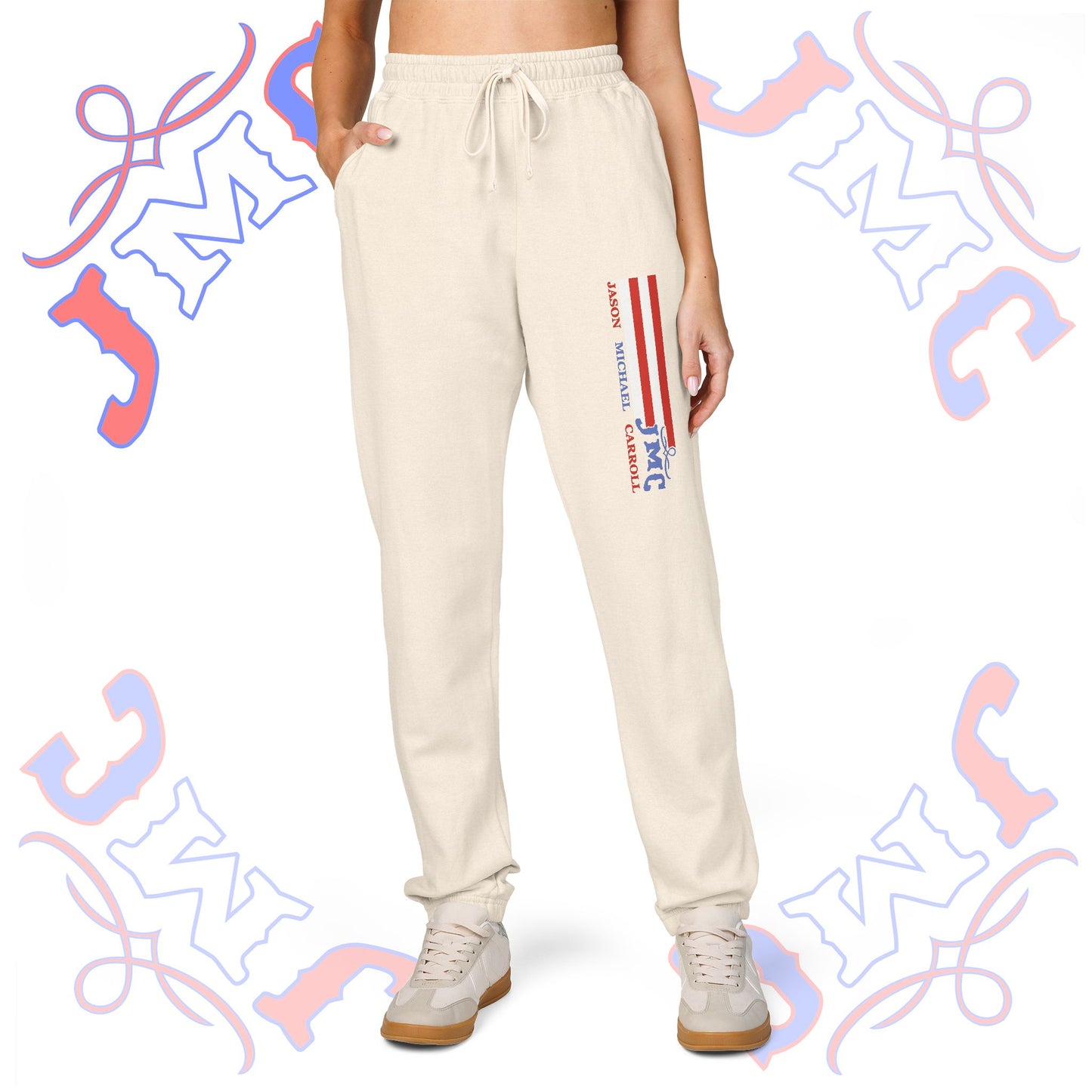 JMC American Flag - Garment-Dyed Fleece Sweatpants | Cozy Unisex Lounge Pants for Relaxation | Perfect for Home, Casual Days, Gifts, and Holidays