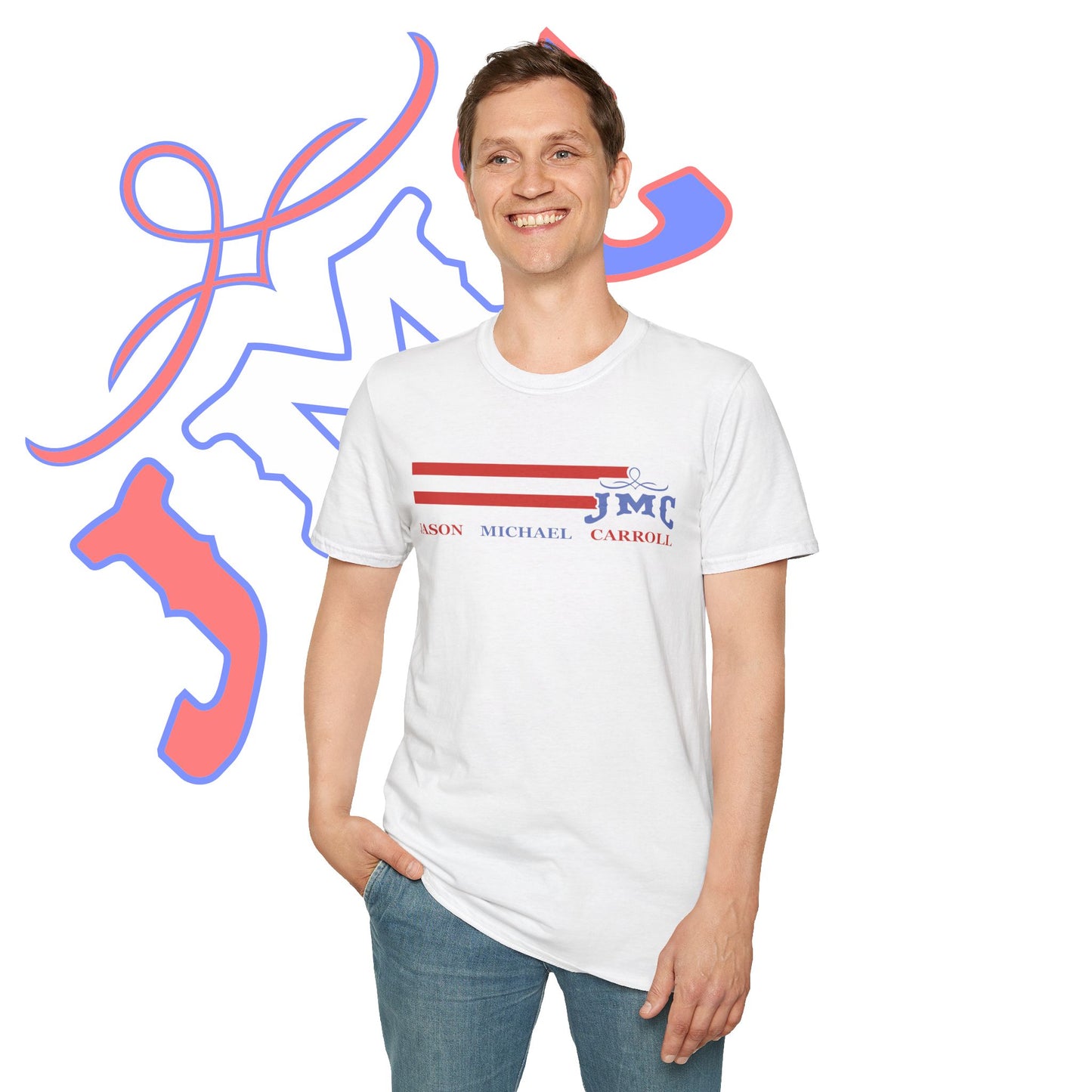 Retro Red White and Blue JMC Logo: Unisex Softstyle T-Shirt