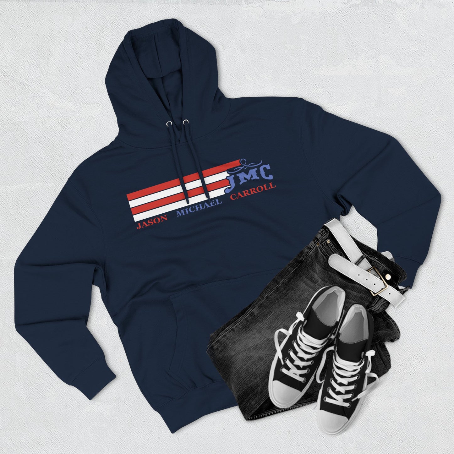 RETRO RWB JMC - Three-Panel Fleece Hoodie - Cozy Custom Apparel for Family, Gift for Him/Her, Casual Style, Personalized Hoodie, Graffiti Art Sweatshirt