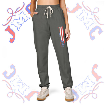 JMC American Flag - Garment-Dyed Fleece Sweatpants | Cozy Unisex Lounge Pants for Relaxation | Perfect for Home, Casual Days, Gifts, and Holidays