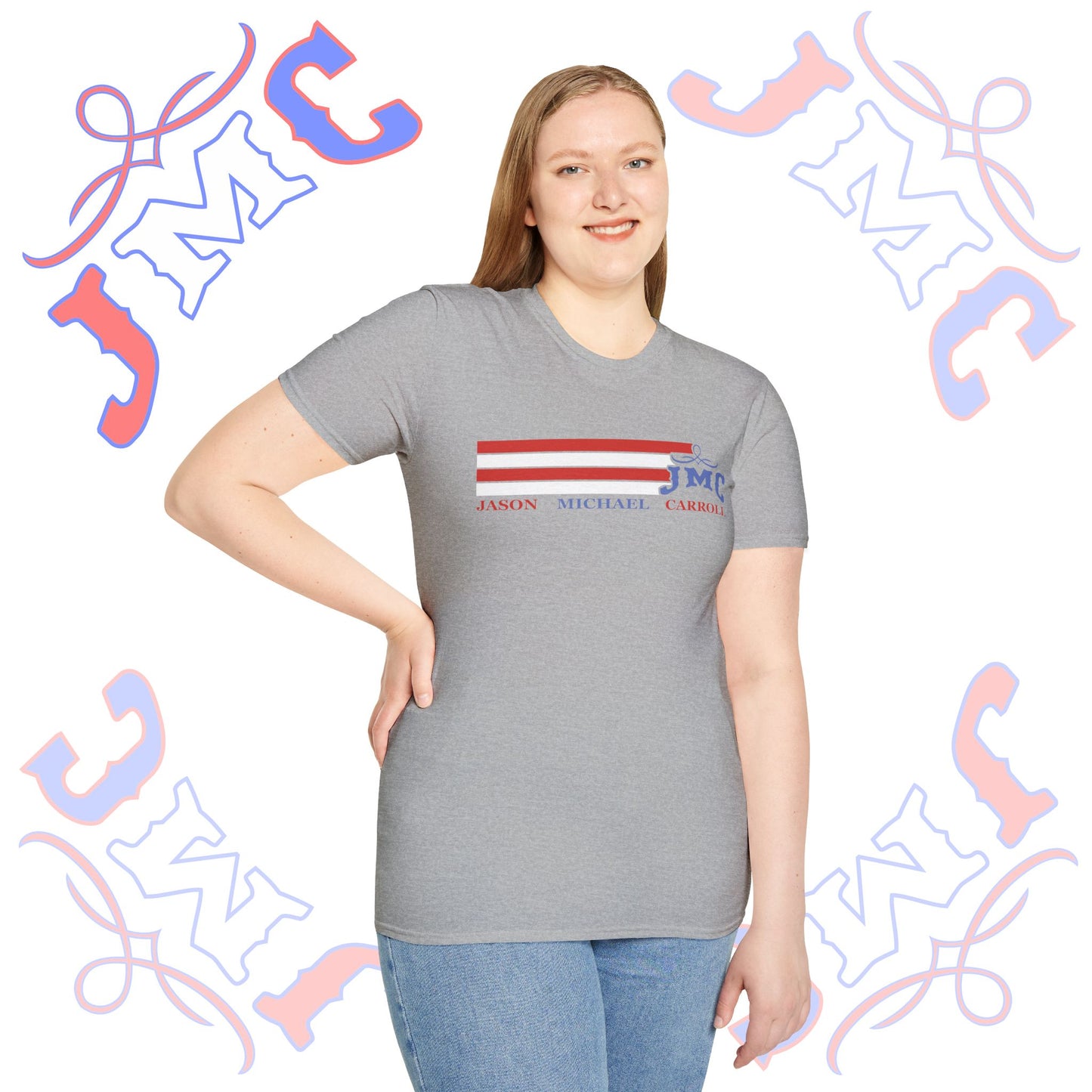 Retro Red White and Blue JMC Logo: Unisex Softstyle T-Shirt