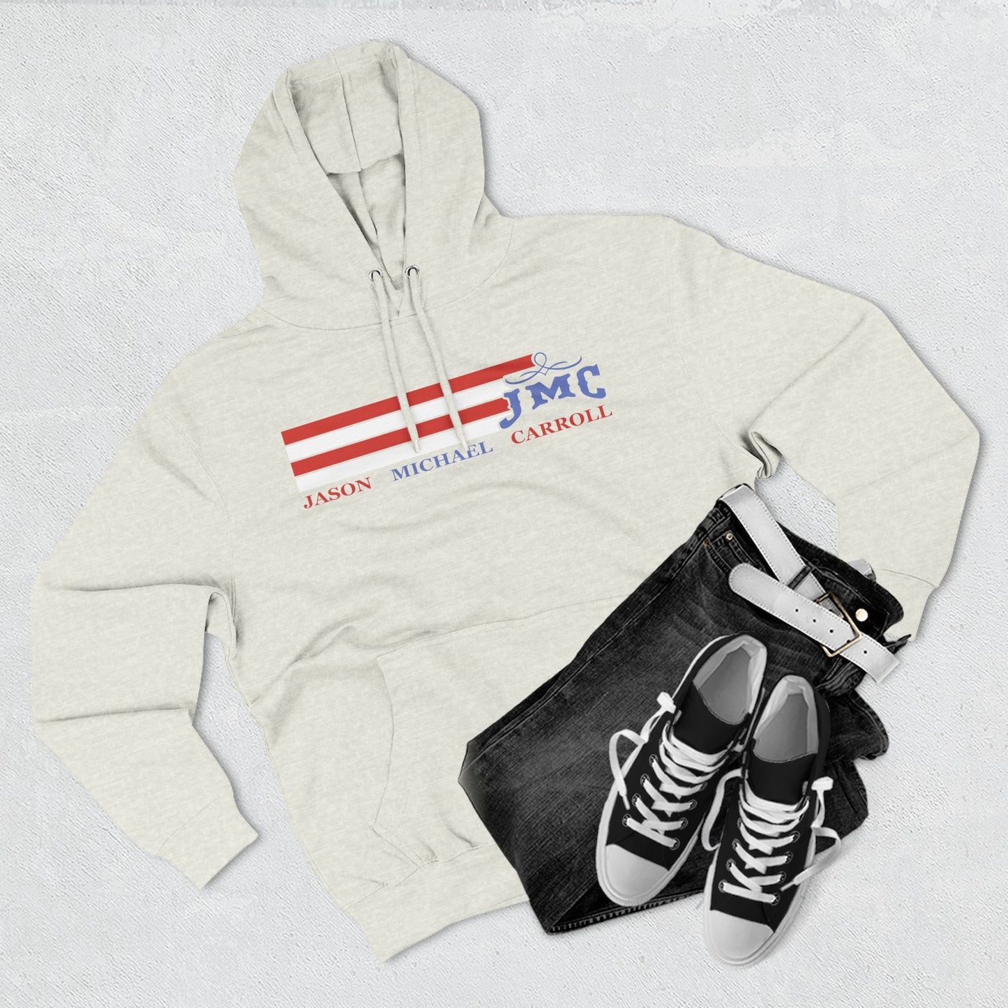 RETRO RWB JMC - Three-Panel Fleece Hoodie - Cozy Custom Apparel for Family, Gift for Him/Her, Casual Style, Personalized Hoodie, Graffiti Art Sweatshirt