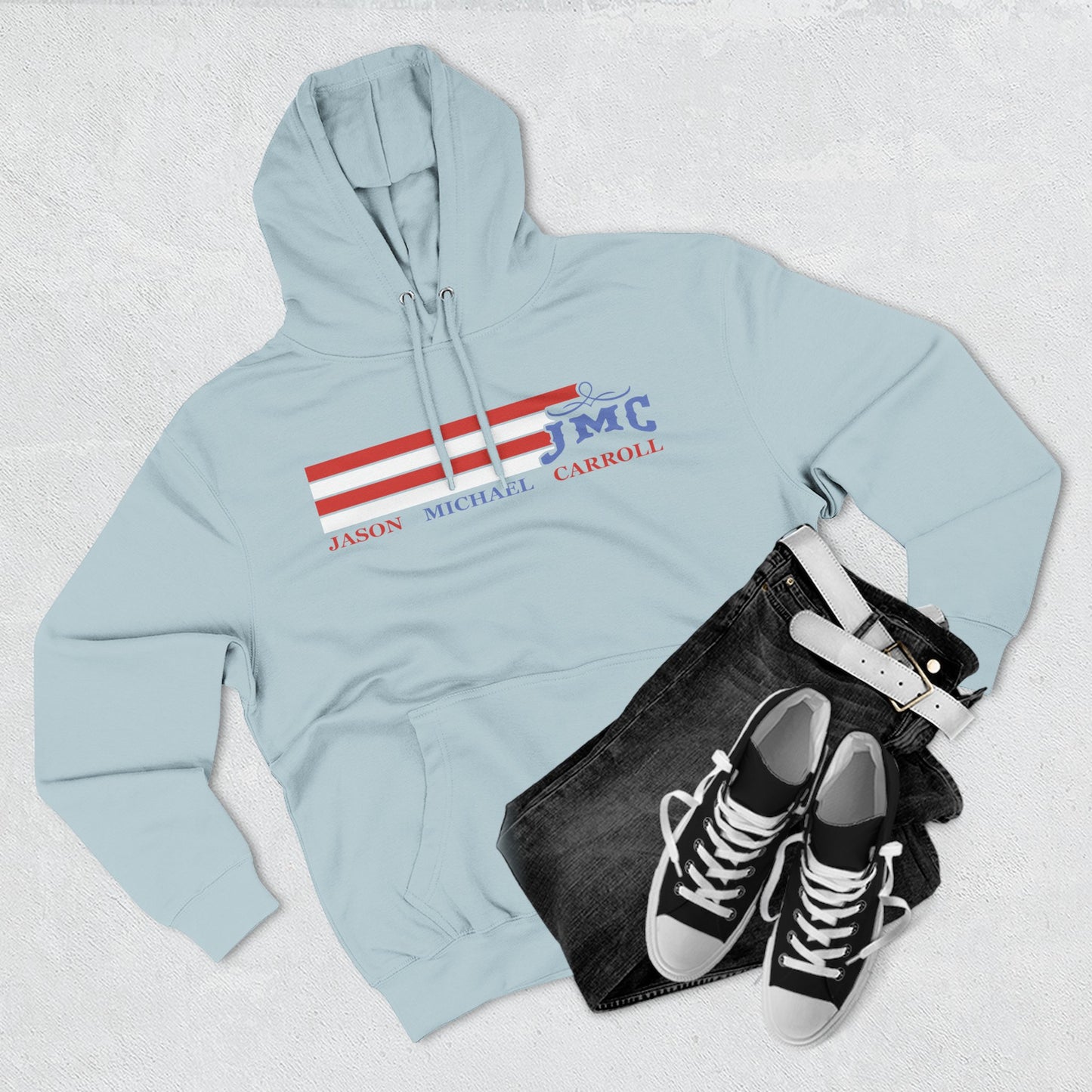 RETRO RWB JMC - Three-Panel Fleece Hoodie - Cozy Custom Apparel for Family, Gift for Him/Her, Casual Style, Personalized Hoodie, Graffiti Art Sweatshirt