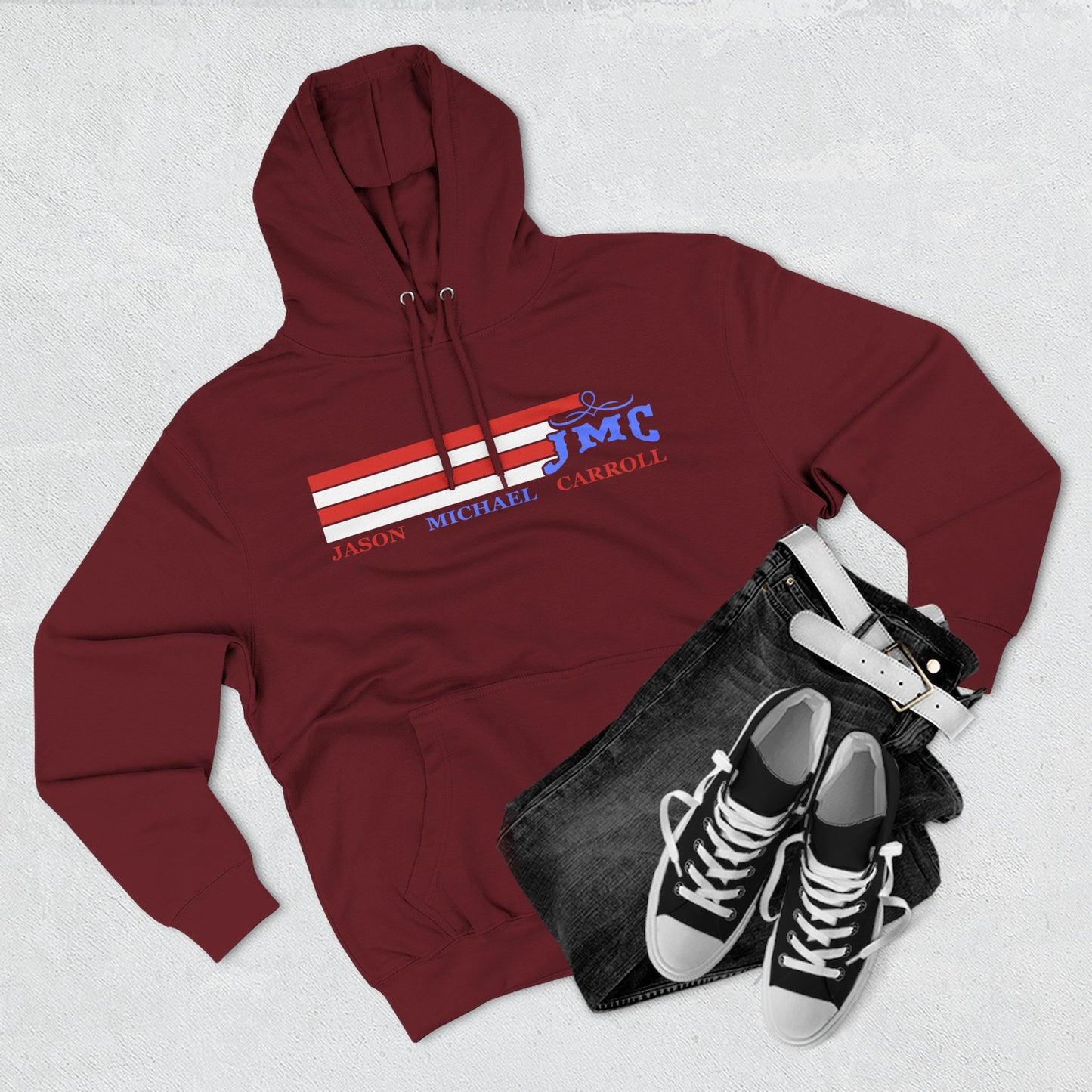 RETRO RWB JMC - Three-Panel Fleece Hoodie - Cozy Custom Apparel for Family, Gift for Him/Her, Casual Style, Personalized Hoodie, Graffiti Art Sweatshirt