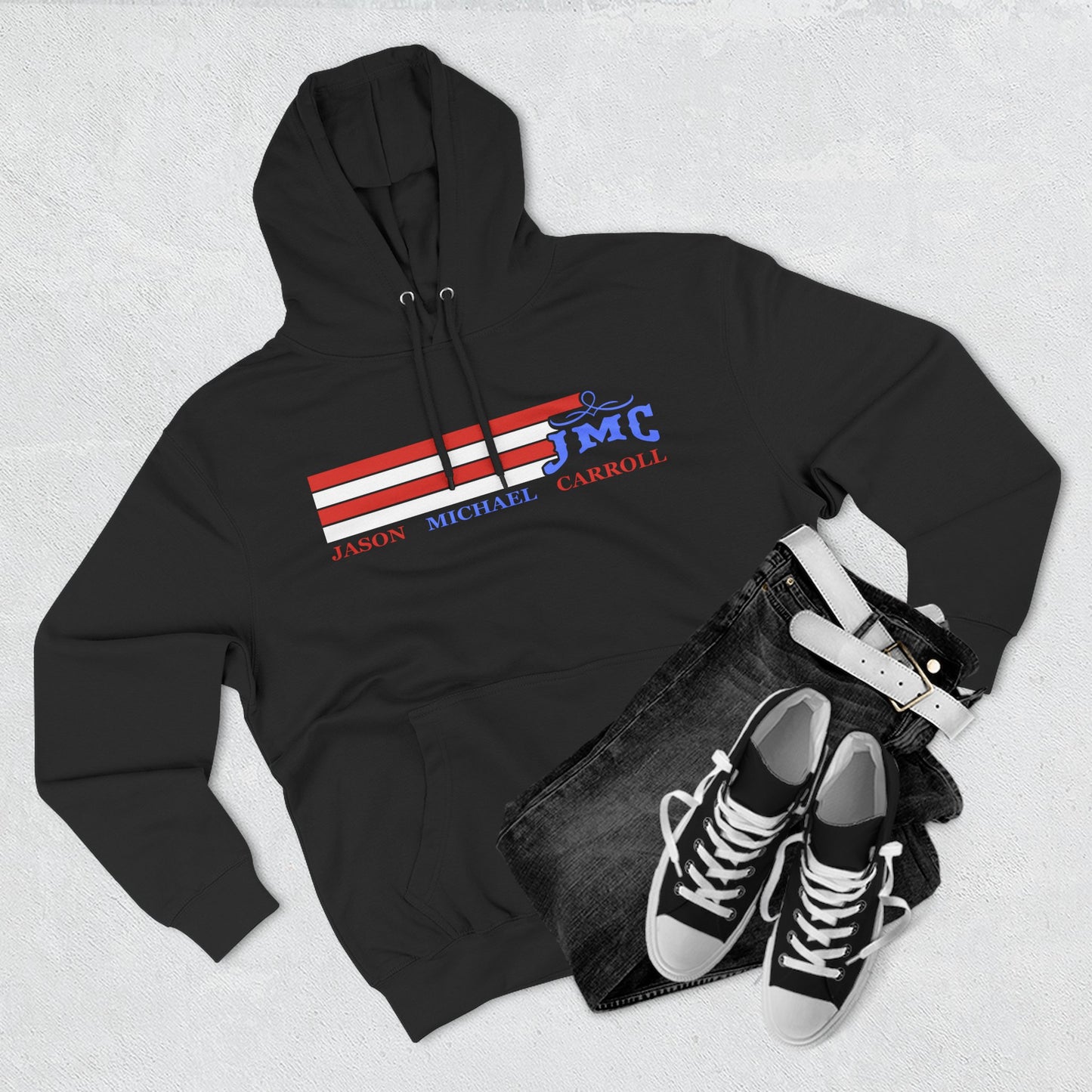 RETRO RWB JMC - Three-Panel Fleece Hoodie - Cozy Custom Apparel for Family, Gift for Him/Her, Casual Style, Personalized Hoodie, Graffiti Art Sweatshirt