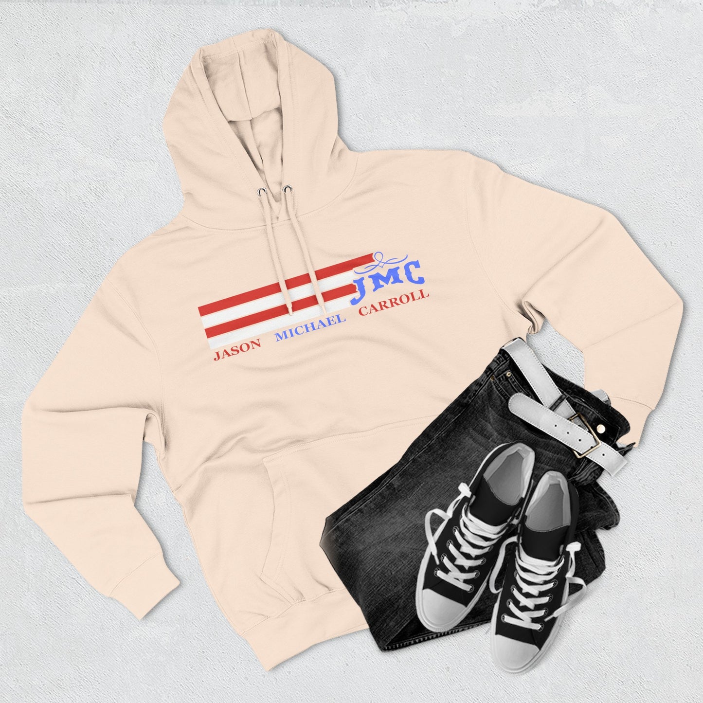 RETRO RWB JMC - Three-Panel Fleece Hoodie - Cozy Custom Apparel for Family, Gift for Him/Her, Casual Style, Personalized Hoodie, Graffiti Art Sweatshirt