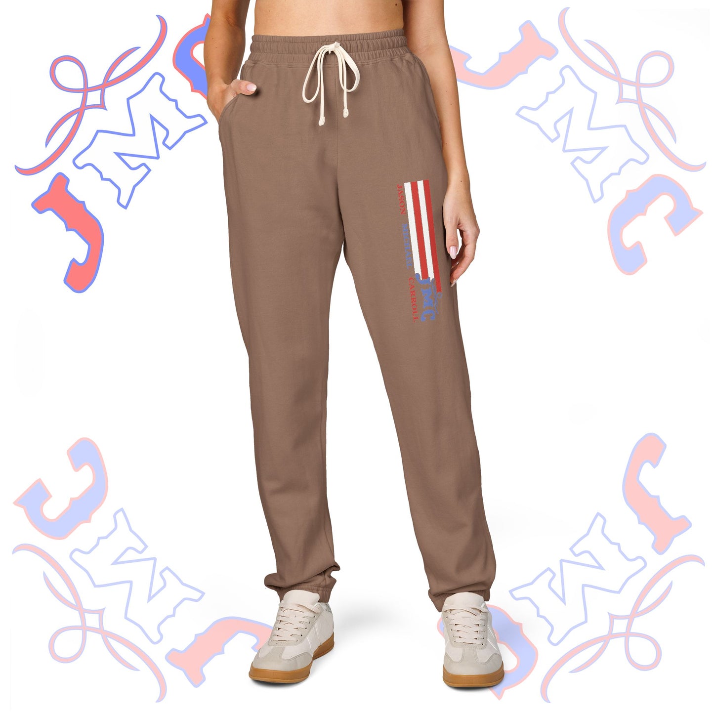 JMC American Flag - Garment-Dyed Fleece Sweatpants | Cozy Unisex Lounge Pants for Relaxation | Perfect for Home, Casual Days, Gifts, and Holidays