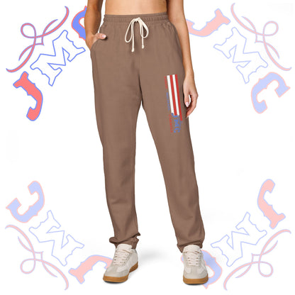 JMC American Flag - Garment-Dyed Fleece Sweatpants | Cozy Unisex Lounge Pants for Relaxation | Perfect for Home, Casual Days, Gifts, and Holidays