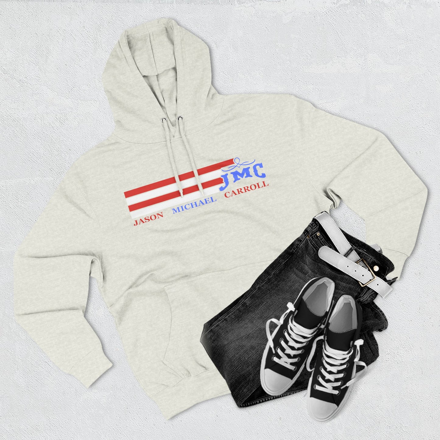 RETRO RWB JMC - Three-Panel Fleece Hoodie - Cozy Custom Apparel for Family, Gift for Him/Her, Casual Style, Personalized Hoodie, Graffiti Art Sweatshirt