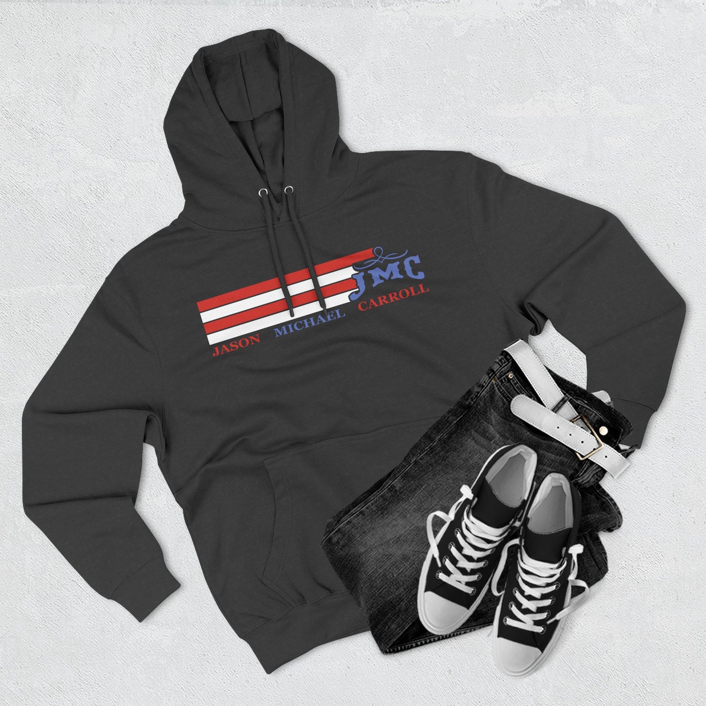 RETRO RWB JMC - Three-Panel Fleece Hoodie - Cozy Custom Apparel for Family, Gift for Him/Her, Casual Style, Personalized Hoodie, Graffiti Art Sweatshirt