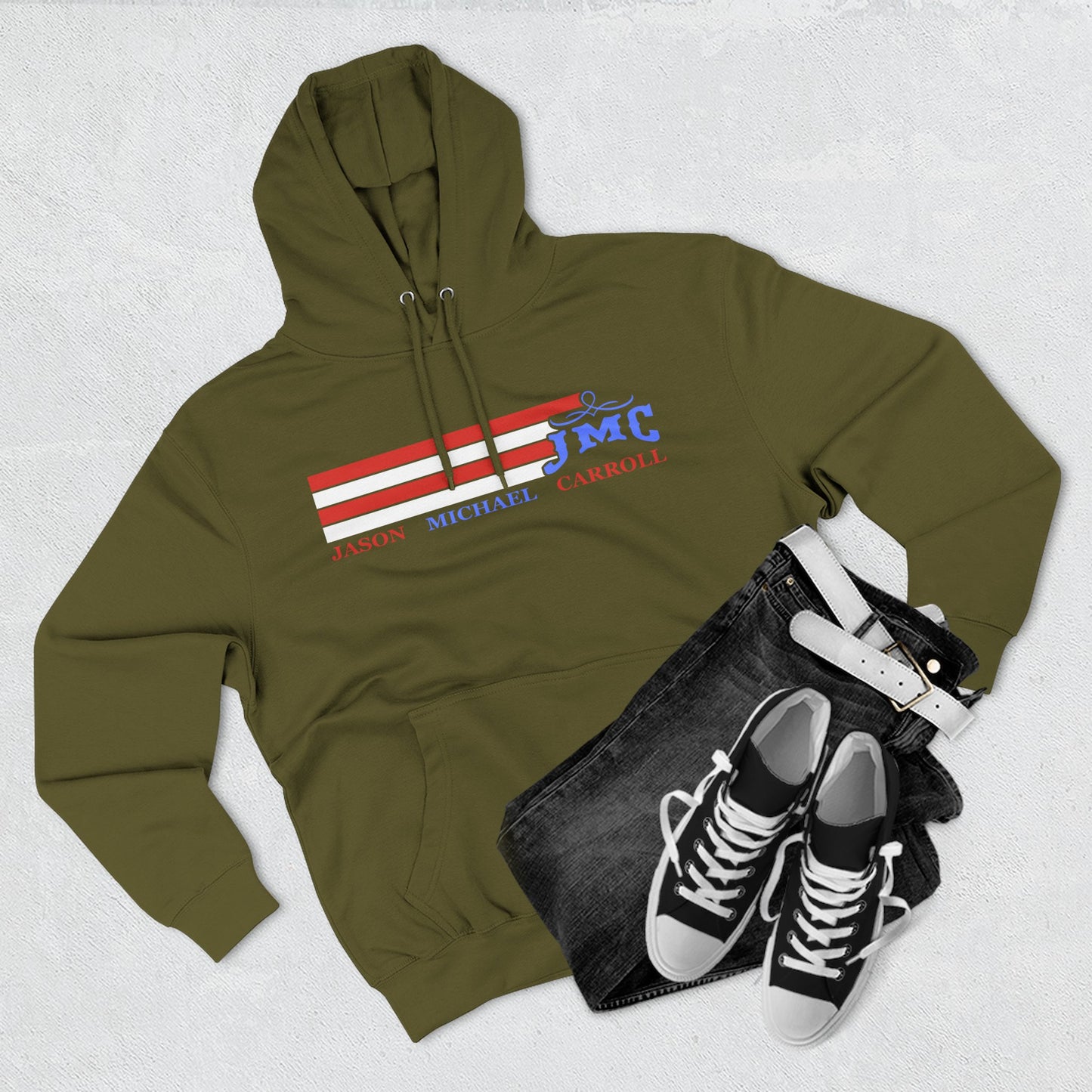 RETRO RWB JMC - Three-Panel Fleece Hoodie - Cozy Custom Apparel for Family, Gift for Him/Her, Casual Style, Personalized Hoodie, Graffiti Art Sweatshirt